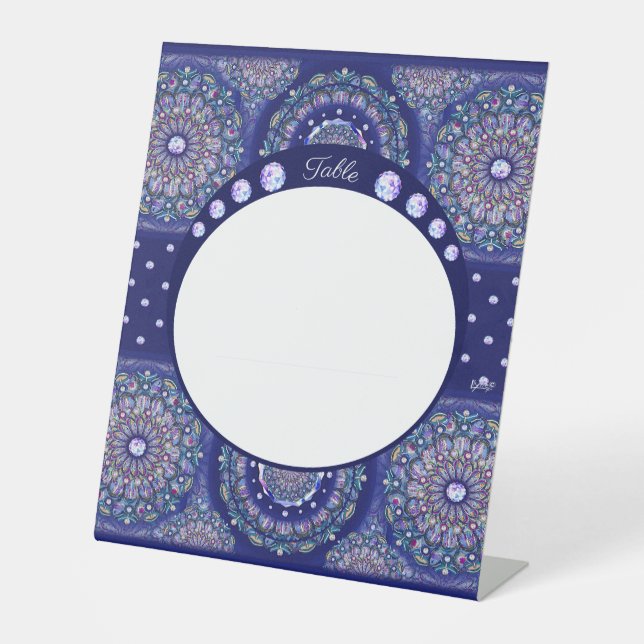 Signe De Table Rosace bleue (Recto)