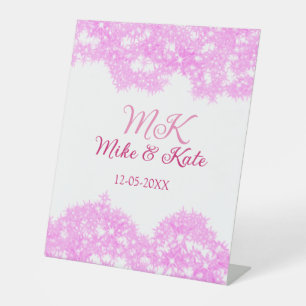 Signe De Table rose ajouter nom de couple date monogramme parties