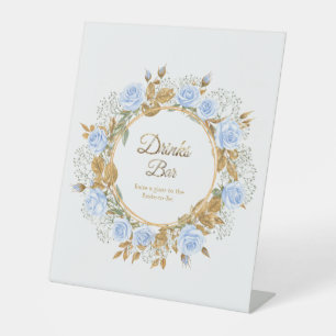 Signe De Table Rose bleue baisée d'or Mariage