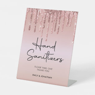 Signe De Table Rose de Parties scintillant or Mariage Sanitizer
