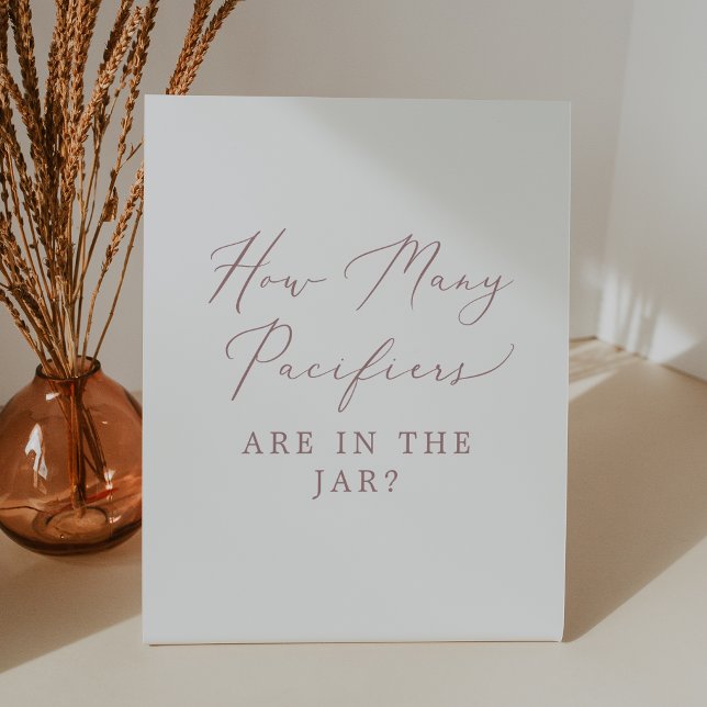Signe De Table Rose Delicate Combien de Pacificateurs Baby shower (Delicate Rose How Many Pacifiers Baby Shower Game Pedestal Sign)
