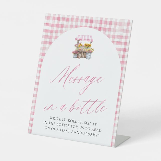 Signe De Table Rose Frais du marché Message dans une bouteille en (Recto)