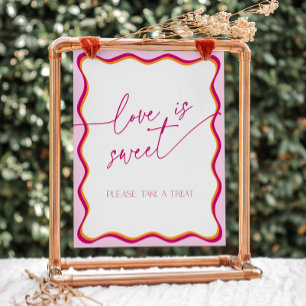 Signe De Table Rose Orange Wavy Bordure L'amour est doux Prenez u