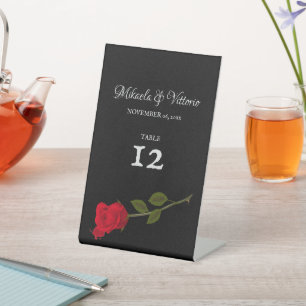 Signe De Table Rose sanglant Élégant Mariage gothique noir