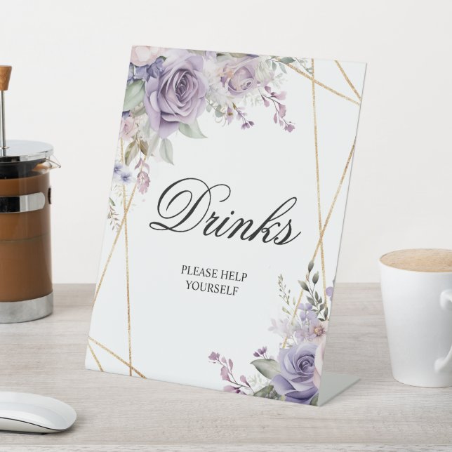 Signe De Table Rose violet & Blush Fleurs Douche Boissons Signale (In SItu)