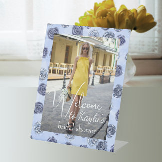 Signe De Table Roses Bleues Clair Bienvenue Photo Shower de Maria
