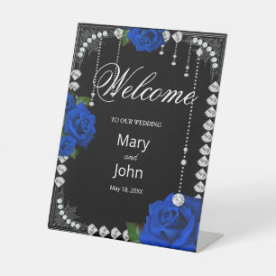Signe De Table Roses Bleus Et Mariage De Diamants