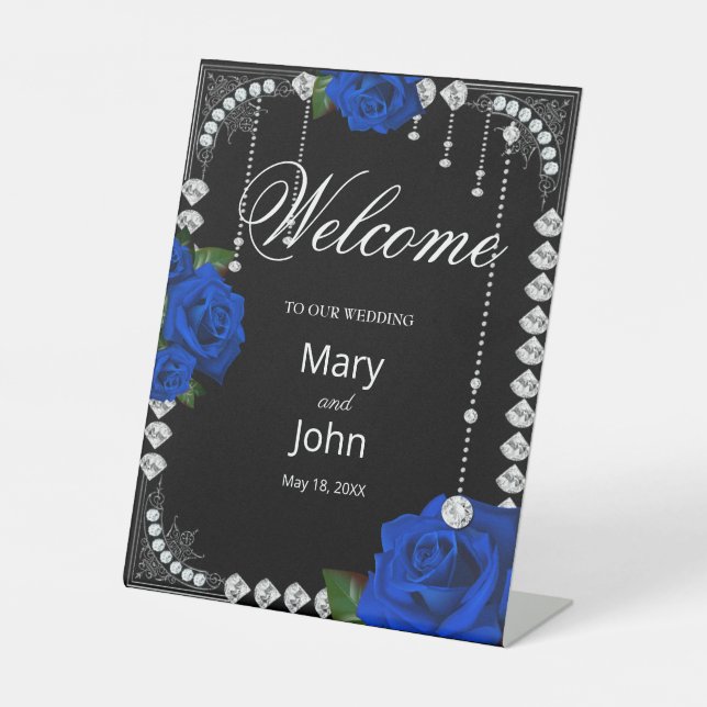Signe De Table Roses Bleus Et Mariage De Diamants (Recto)