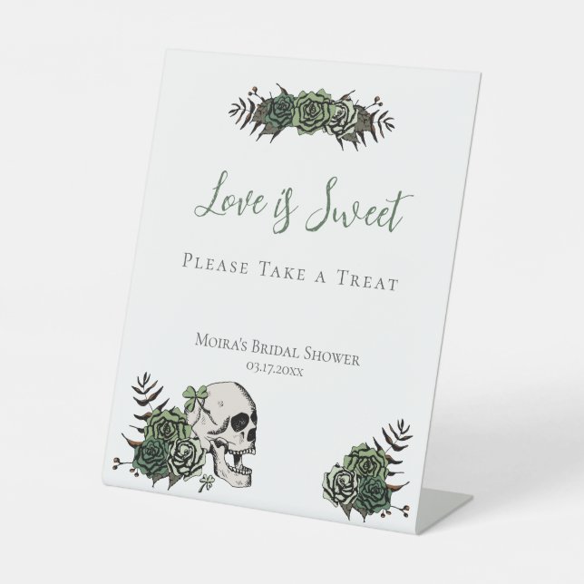 Signe De Table Roses de crâne blanches Faveurs de douche de maria (Recto)