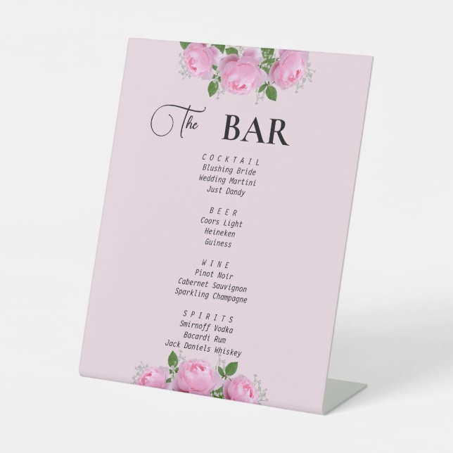 Signe De Table Roses roses parfumées, Menu Boissons Mariages (Recto)