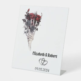 Signe De Table Roses rouges gothiques Squelette Mariage