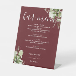 Signe De Table Rosewood Rose Floral Greenery Menu Mariage Bar