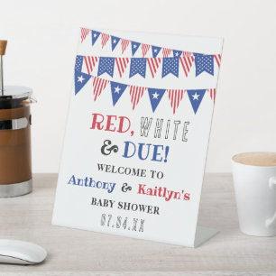 Signe De Table Rouge, Blanc & Due ! Accueil 4 juillet Baby shower