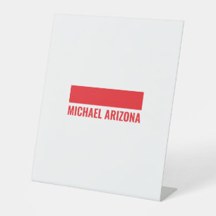 Signe De Table Rouge & Blanc Minimaliste Simple Nom Plain