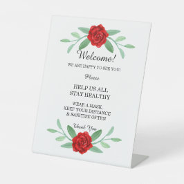 Signe De Table Rouge Floral Foliage Mariage Sécurité