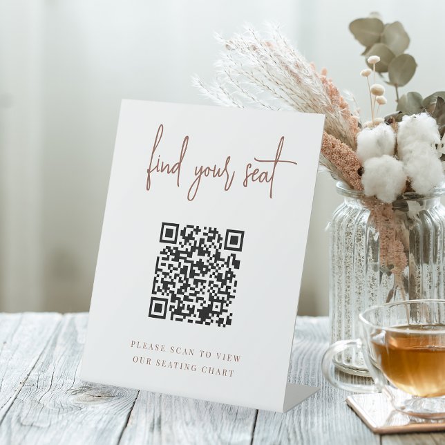 Signe De Table Rouille | Script manuscrit QR Code Mariage Siège (Créateur téléchargé)