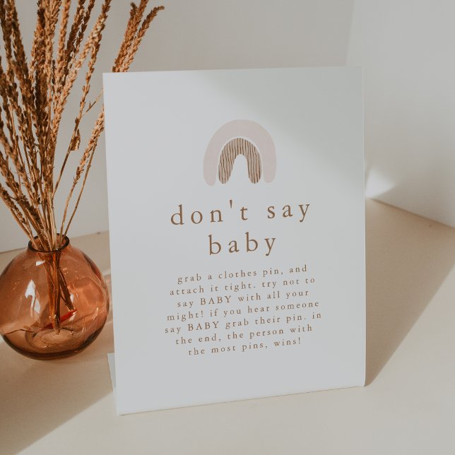 Signe De Table ROWAN Girl Rainbow Ne pas dire Baby shower de jeu  (ROWAN Girl Rainbow Don't Say Baby Game Baby Shower Pedestal Sign)