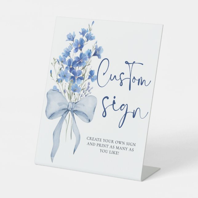 Signe De Table Ruban Chic Quelque chose de bleu table personnalis (Recto)