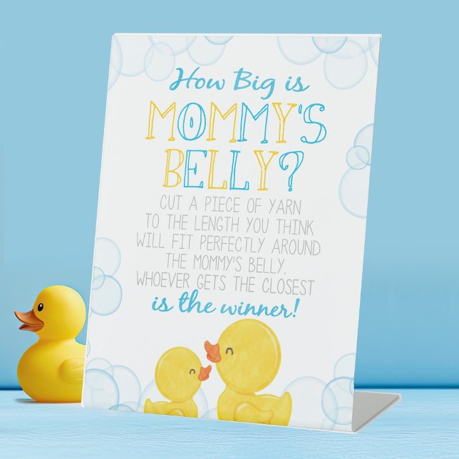 Signe De Table Rubber Duck How Big is Mommy's Belly Shower Jeu (Watercolor Rubber Duck How Big is Mommy's Belly Bump Table Pedestal Party Sign)