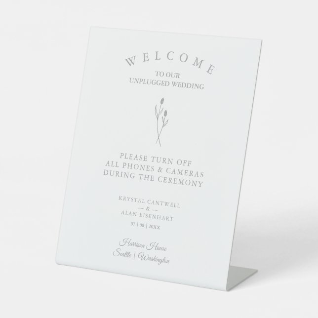Signe De Table Rustic Botanical Simple Wedding Unplugged Ceremony (Recto)