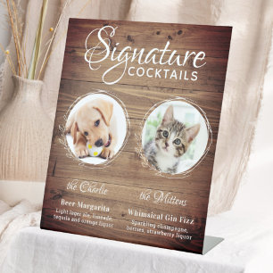 Signe De Table Rustic Chien Signature Boissons Personnalisé Anima
