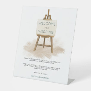 Signe De Table Rustic Easel Mariage de bienvenue Mesures de sécur