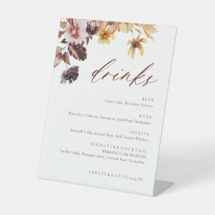 Signe De Table Rustic Fall Floral Mariage Menu Boisson