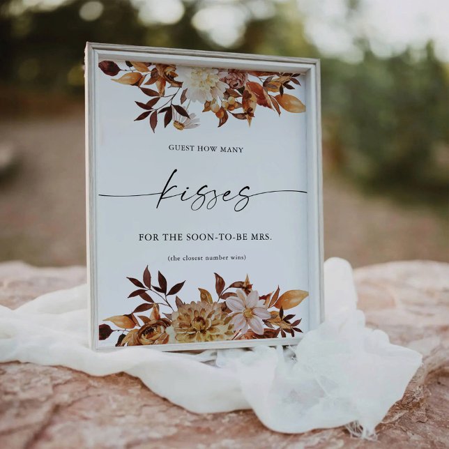 Signe De Table Rustic Fall quitte Invité Combien de baisers (Créateur téléchargé)