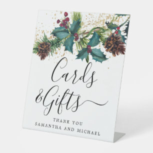 Signe De Table Rustic Holly Berries Cartes de mariage et cadeaux