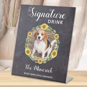 Signe De Table Rustic Pet Mariage Signature Boire Tournesol Photo