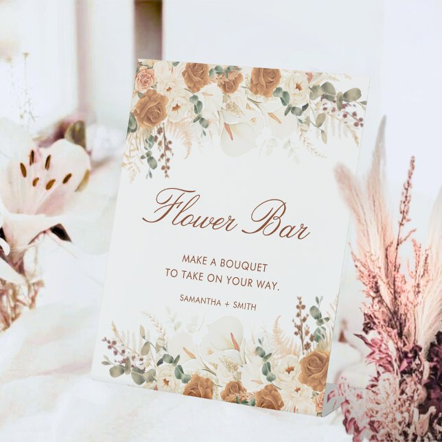 Signe De Table Rustic Terracotta Floral Flower Bar (Créateur téléchargé)