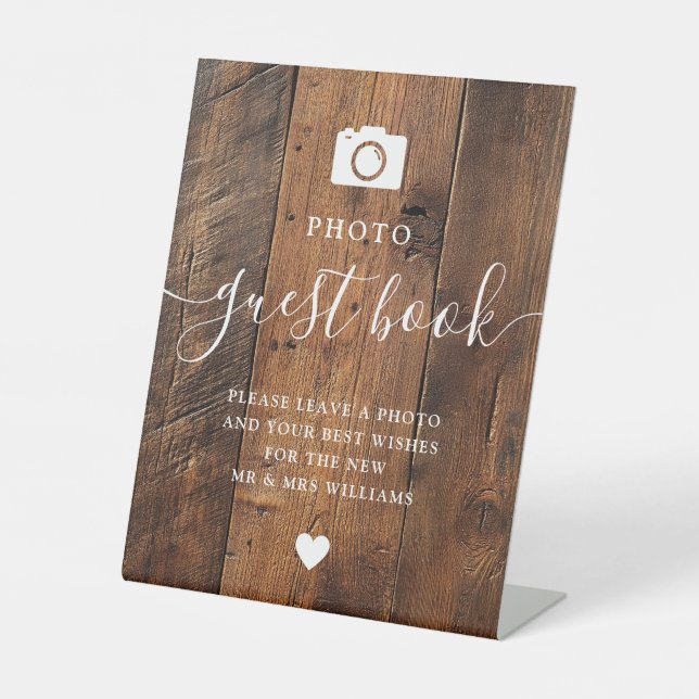 Signe De Table Rustic Wood Grange Photo Livre d'invité (Recto)