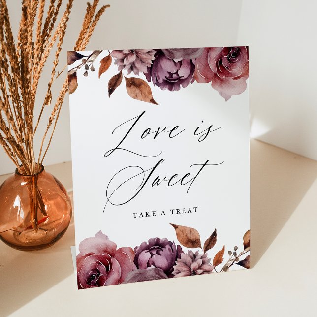 Signe De Table Rustique Automne Floral Amour est Sweet Wedding Fa (Créateur téléchargé)