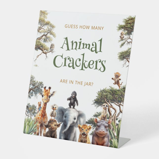 Signe De Table Safari Animaux Tropical Baby showers Crackers Jeu (Recto)
