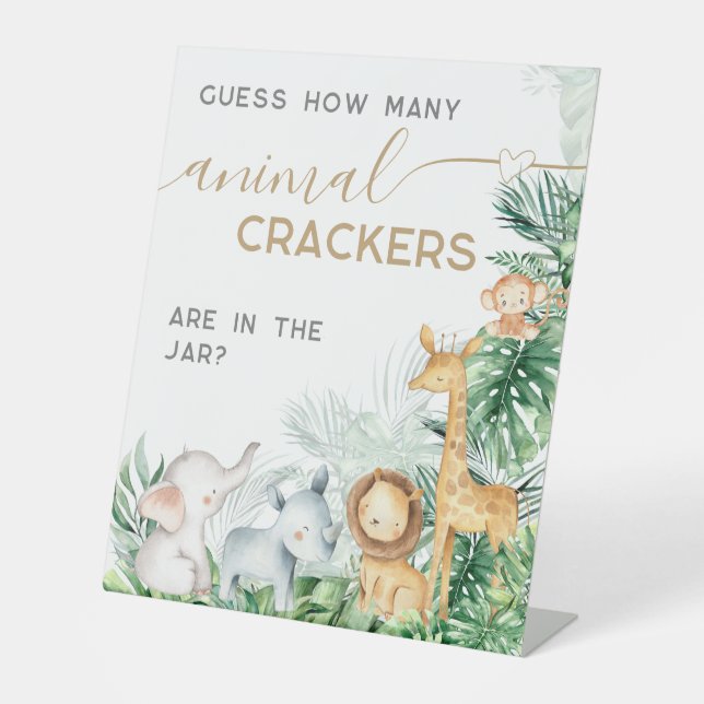 Signe De Table Safari Baby Animals Baby shower devinette jeu (Recto)