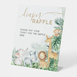 Signe De Table Safari Bébé Animaux Baby shower Déchets Raffle