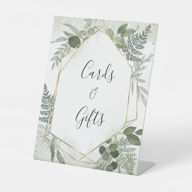 Signe De Table Sage gold eucalyptus geometric wedding gifts sign (Recto)