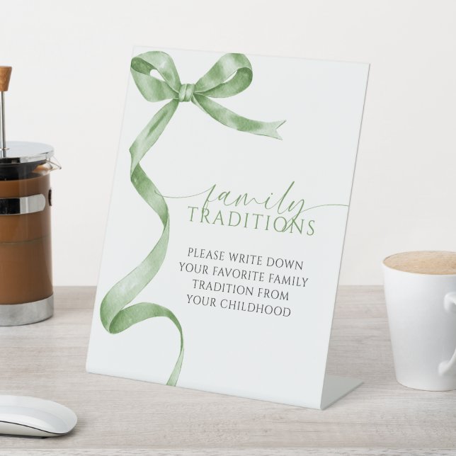 Signe De Table Sage Green Bow Traditions Familiales Préférées Jeu (In SItu)
