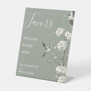 Signe De Table Sage Green Chinoiserie Floral Faveurs Mariage