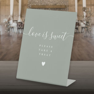 Signe De Table Sage Green Love Is Sweet Take A Treat Faveur 