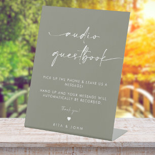 Signe De Table Sage Green Moderne Mariage Audio Signet du livre d