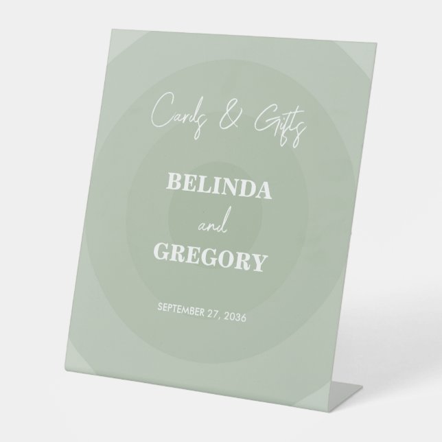 Signe De Table Sage Green Moderne Monogramme Cartes de Mariage &  (Recto)