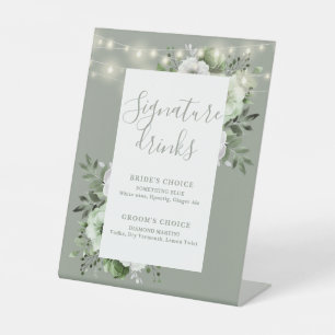 Signe De Table Sage Green String Lights Floral Signature Boissons