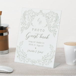 Signe De Table Sage Vintage Flourish Monogramme Photo Livre d'inv