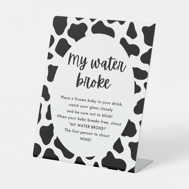 Signe De Table Saint Baby shower de vache Mon eau Brossé Jeu (Recto)