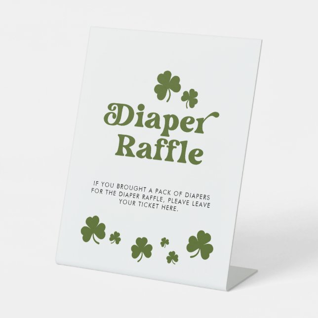 Signe De Table Saint Patrick's Day Green Shamrock Déchets Raffle (Recto)