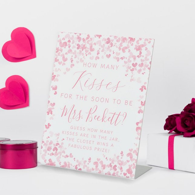 Signe De Table Saint Valentin Fête des mariées Combien de baisers (Créateur téléchargé)