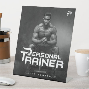 Signe De Table Salle De Fitness De L'Entraîneur Personnel Personn