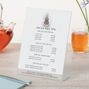 Signe De Table Salon d'aquarelle Liste de prix du menu Écriteau