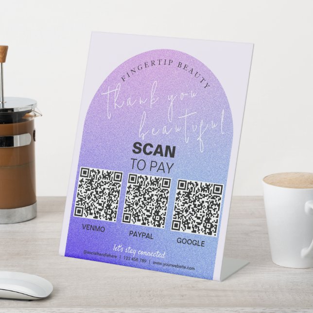 Signe De Table Salon de beauté parties scintillant QR Code sans c (In SItu)